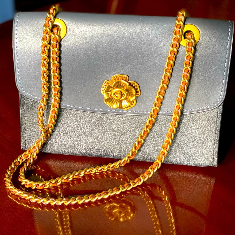 NEW Coach cross body navy/gold adjustable purse